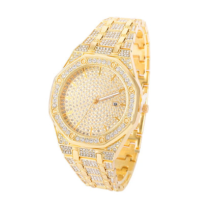 Royal Heat – Men’s Gold Crystal-Detail Luxury Watch – Elegant Men's Accessory | Accessorio Uomo Elegante