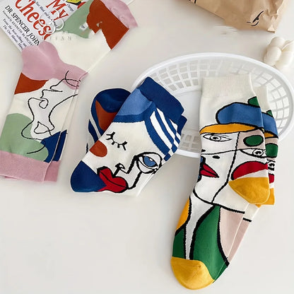 Abstract Print Mid Tube Socks – Trendy Unisex Graffiti Style