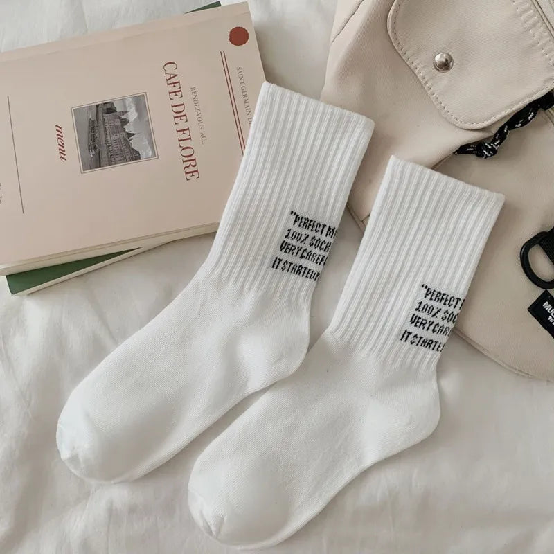 DRAVEN — Letter Cotton Socks – Trendy Unisex Sport Style