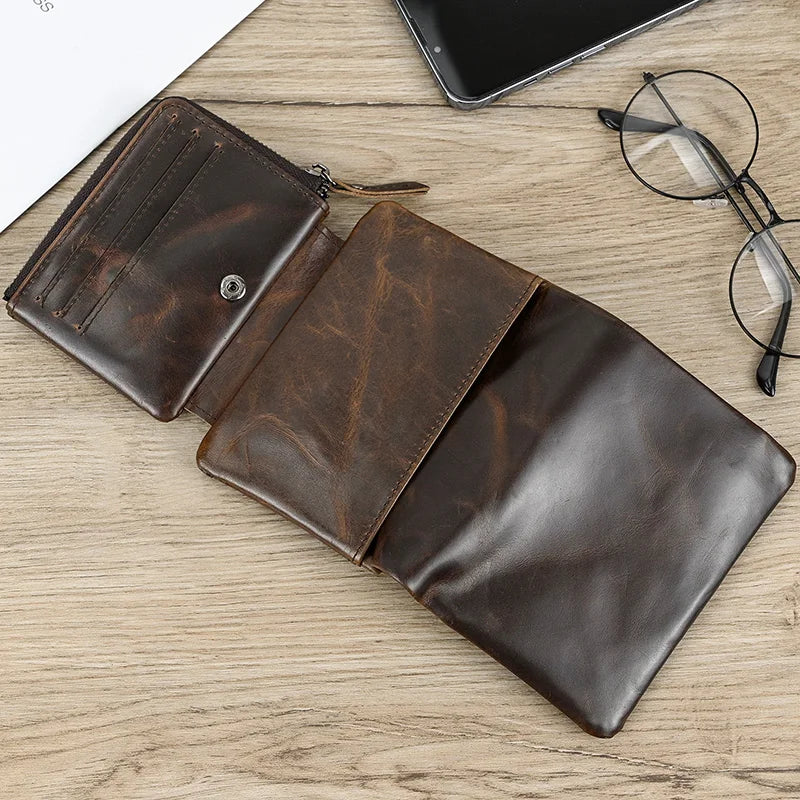Genuine Leather Short Wallet Men Soft Card Holder – Elegant Men's Accessory | Accessorio Uomo Elegante