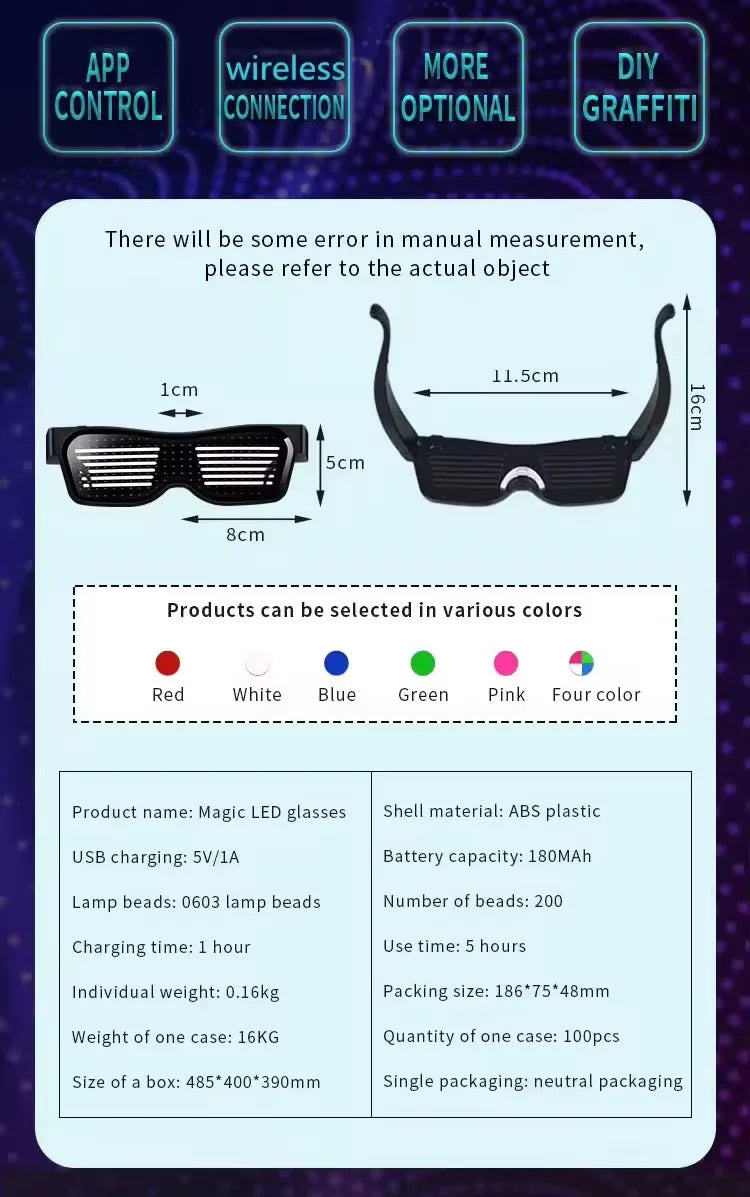 DRAVEN — Programmable LED Text Sunglasses – Graffiti Party Style