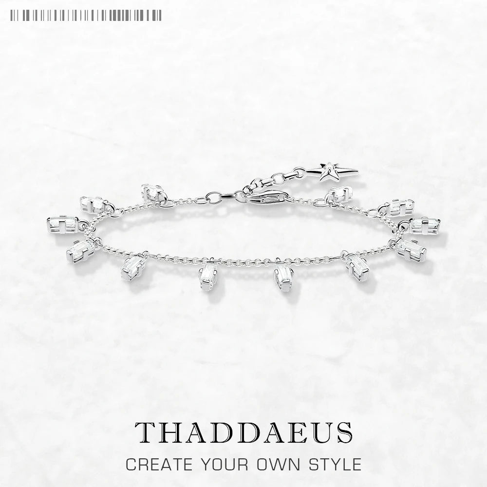 925 Sterling Silver Baguette Stone Bracelet – Elegant Men's Accessory | Accessorio Uomo Elegante