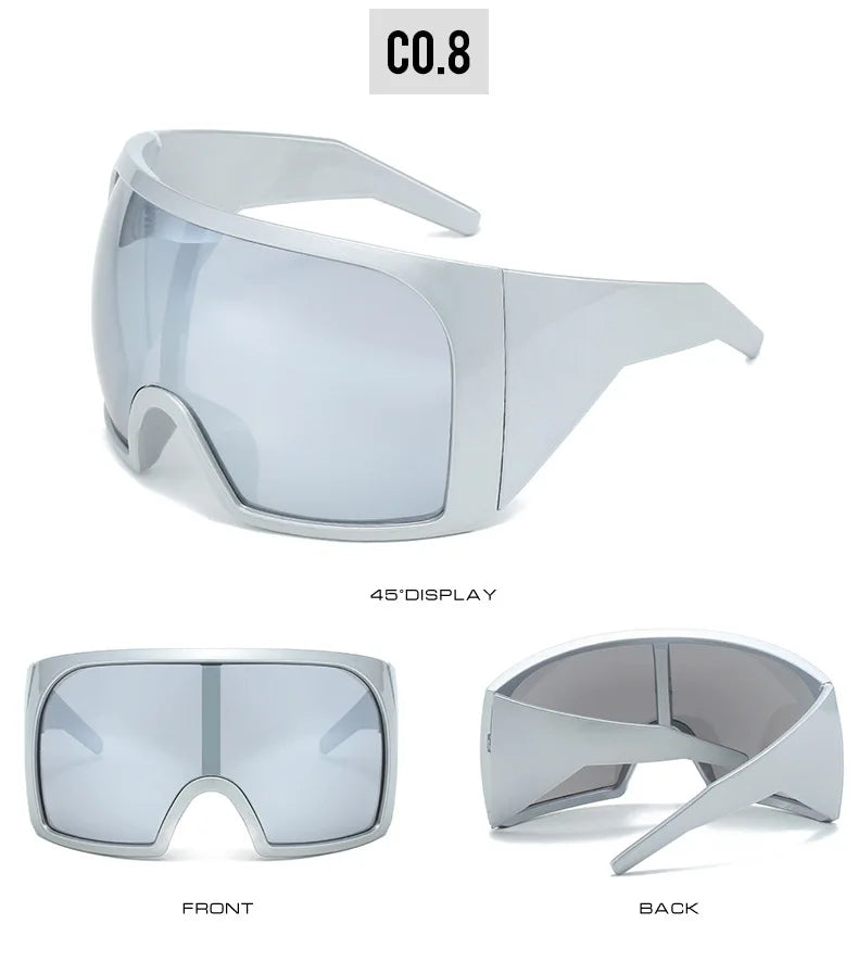 Futuristic Shield Sunglasses – Oversized Wrap Design – Elegant Men's Accessory | Accessorio Uomo Elegante