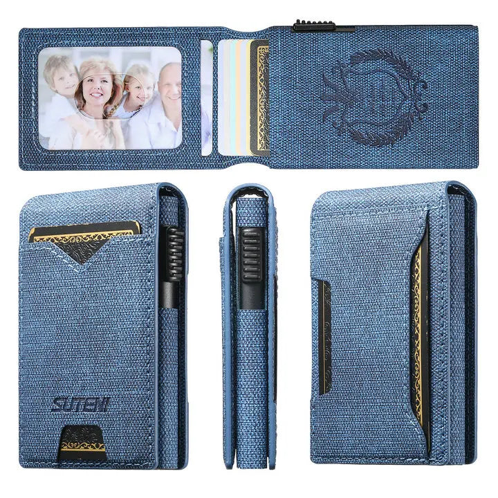 Automatic Card Ejector Wallet Men Faux Leather Slim Case – Elegant Men's Accessory | Accessorio Uomo Elegante