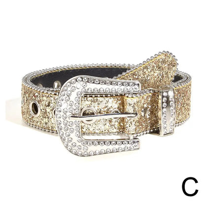 Skull Rhinestone PU Leather Belt Women Sparkling Design – Elegant Men's Accessory | Accessorio Uomo Elegante