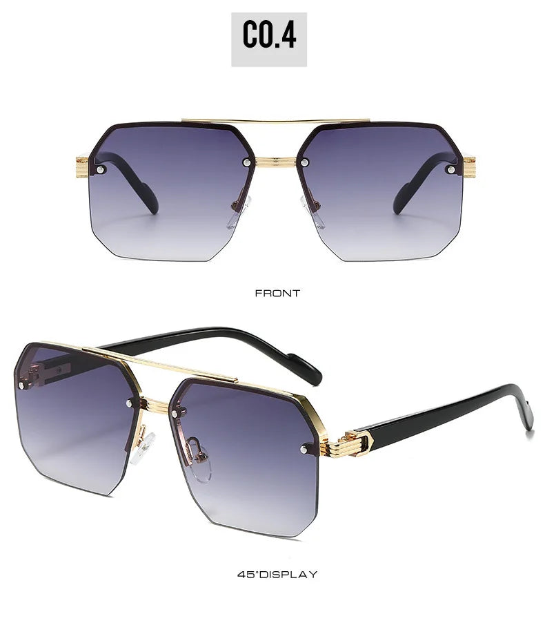 Metal Half-Frame Sunglasses – Retro Casual Design – Elegant Men's Accessory | Accessorio Uomo Elegante