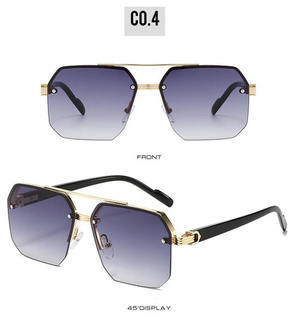 Metal Half-Frame Sunglasses – Retro Casual Design – Elegant Men's Accessory | Accessorio Uomo Elegante