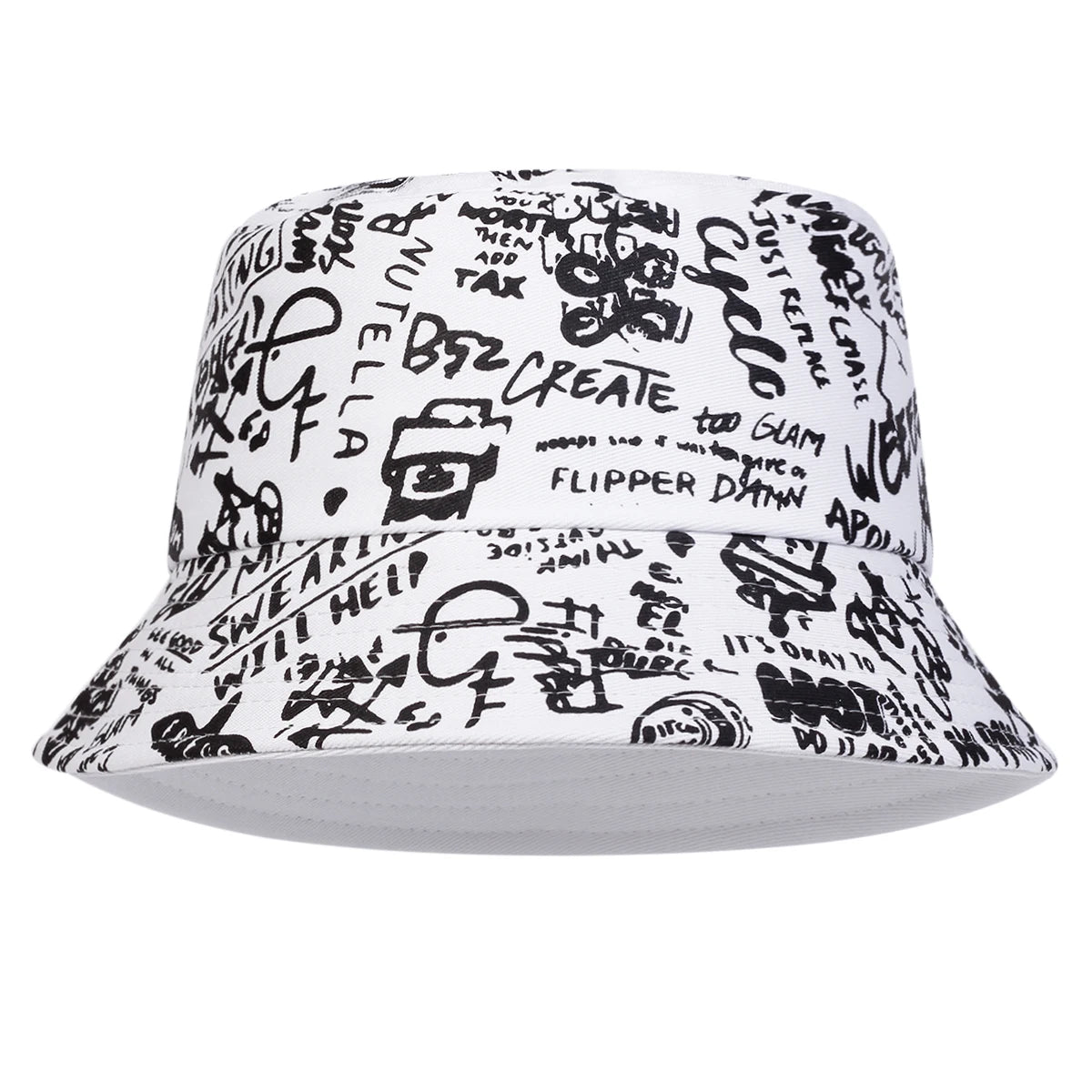 DRAVEN — 88 Graffiti Print Bucket Hat – Unisex Street Style