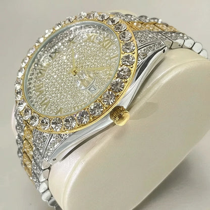 Ice Rebellion — Full Stone-Set Men’s Steel Watch – Elegant Men's Accessory | Accessorio Uomo Elegante