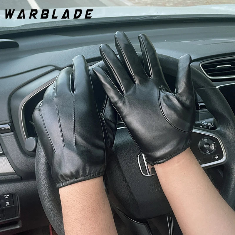 DRAVEN — Luxury PU Leather Gloves – Unisex Cashmere Winter Style