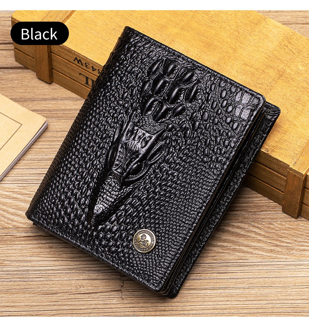 DRAVEN — Genuine Leather Crocodile Wallet Men Retro Large Capacity