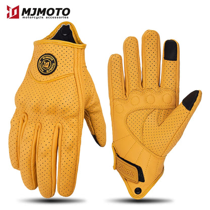 Retro Leather Motorcycle Gloves – Unisex Summer Biker Style