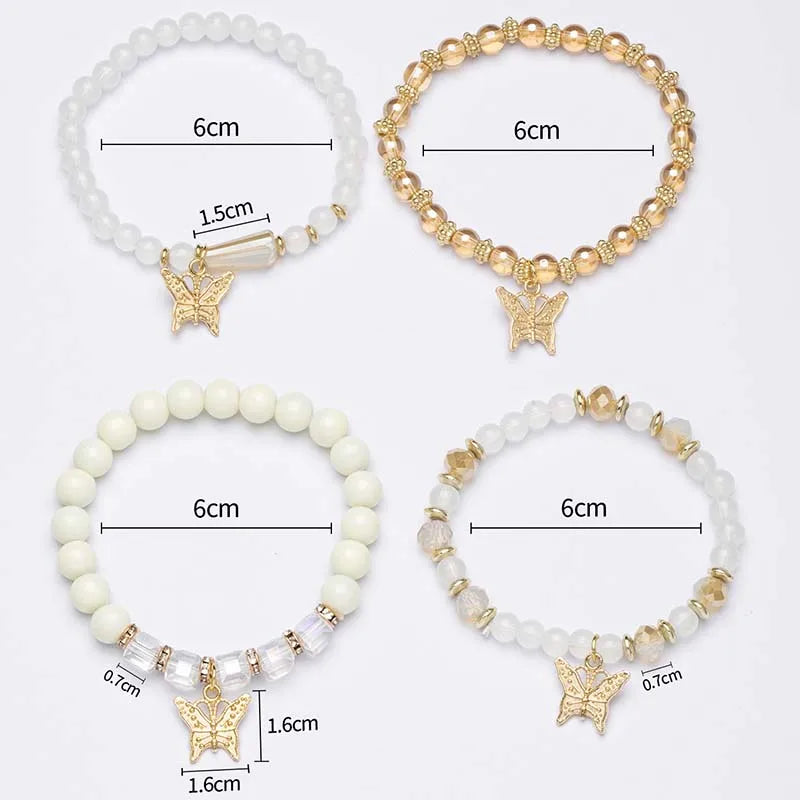 DRAVEN — 4-Piece Butterfly Beaded Bracelet Set