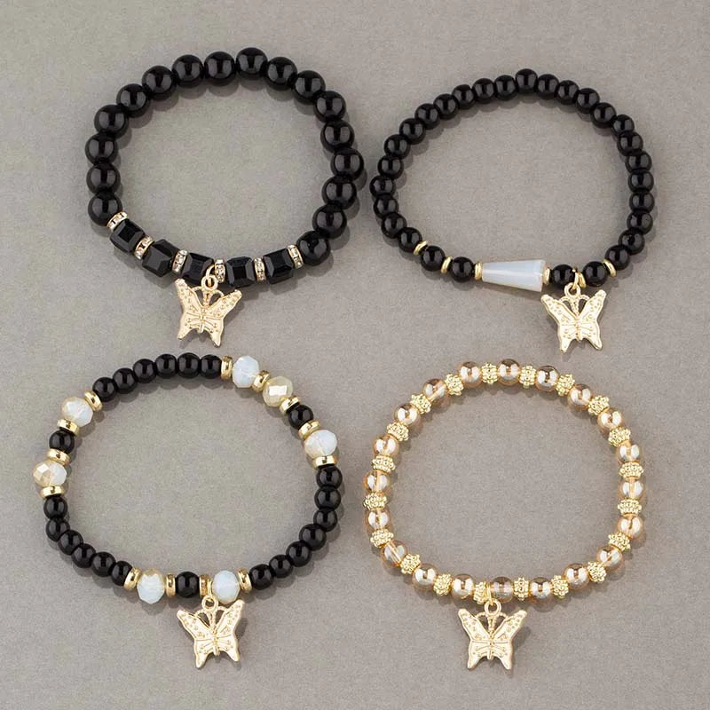 DRAVEN — 4-Piece Butterfly Beaded Bracelet Set