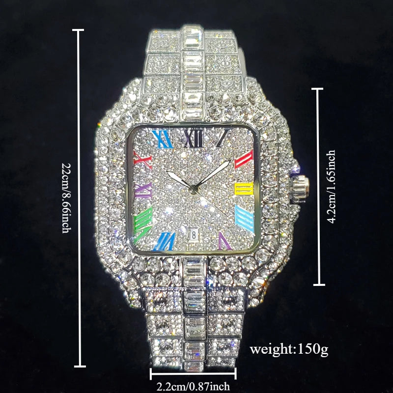 DRAVEN — Vivid Square – 2025 Men’s Colorful Crystal Square Watch for Party Style