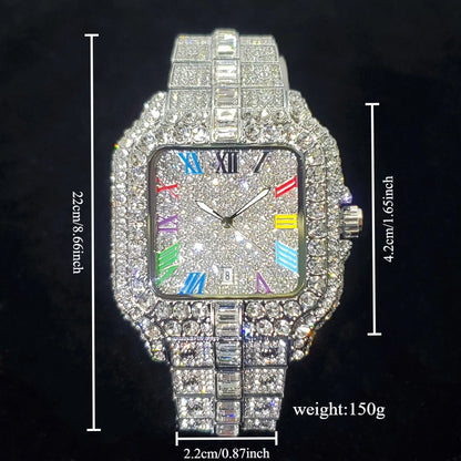 Vivid Square – 2025 Men’s Colorful Crystal Square Watch for Party Style – Elegant Men's Accessory | Accessorio Uomo Elegante