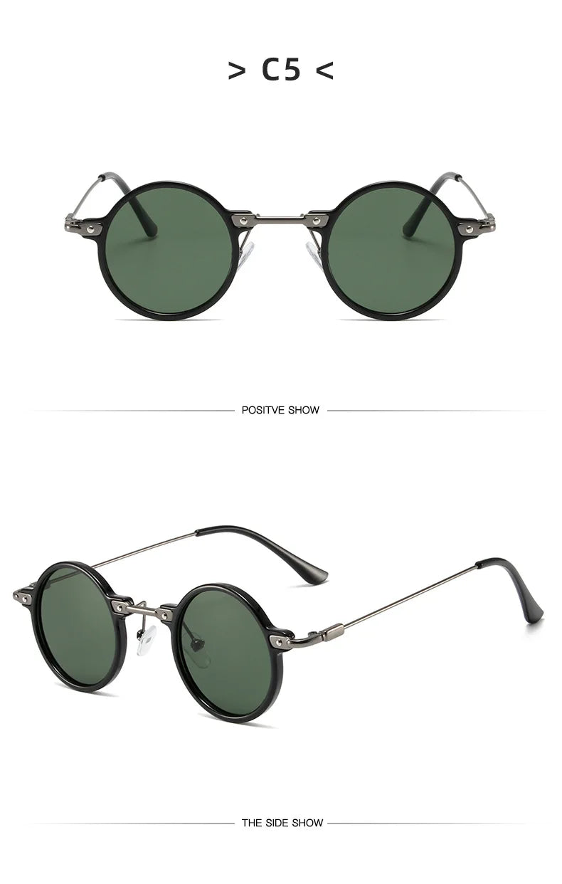 Round Metal Sunglasses – Retro Steampunk Design – Elegant Men's Accessory | Accessorio Uomo Elegante