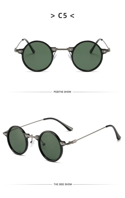 Round Metal Sunglasses – Retro Steampunk Design – Elegant Men's Accessory | Accessorio Uomo Elegante