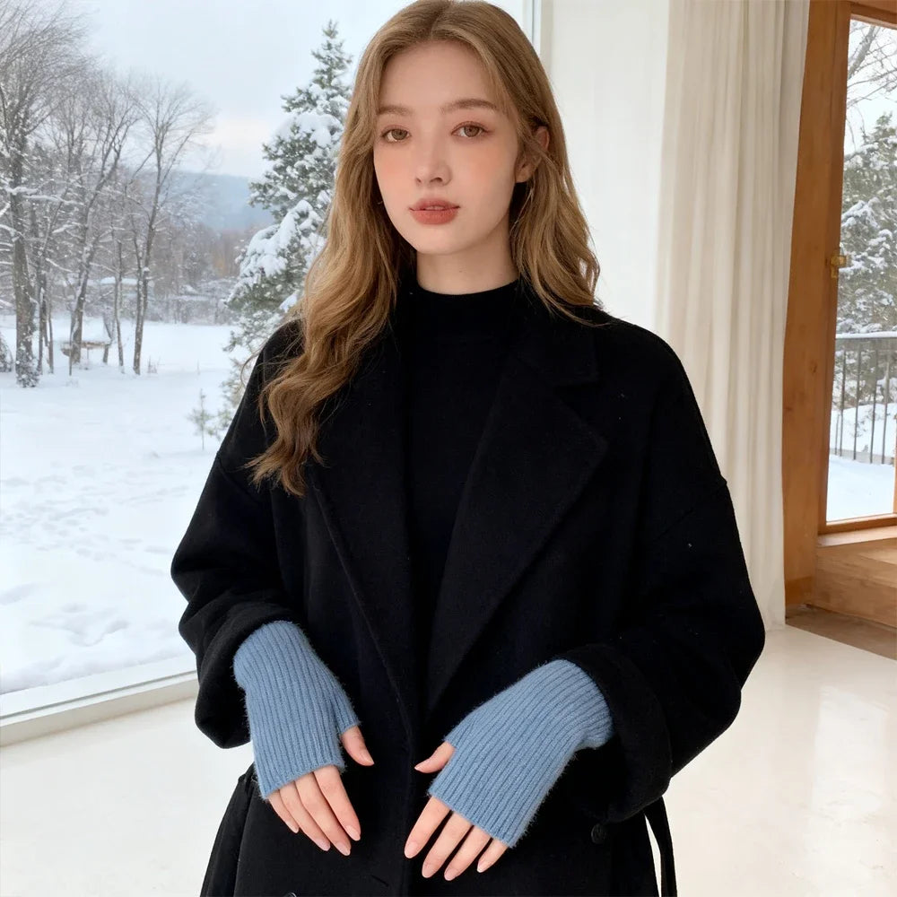 DRAVEN — Plush Half Finger Gloves – Women’s Warm Winter Style