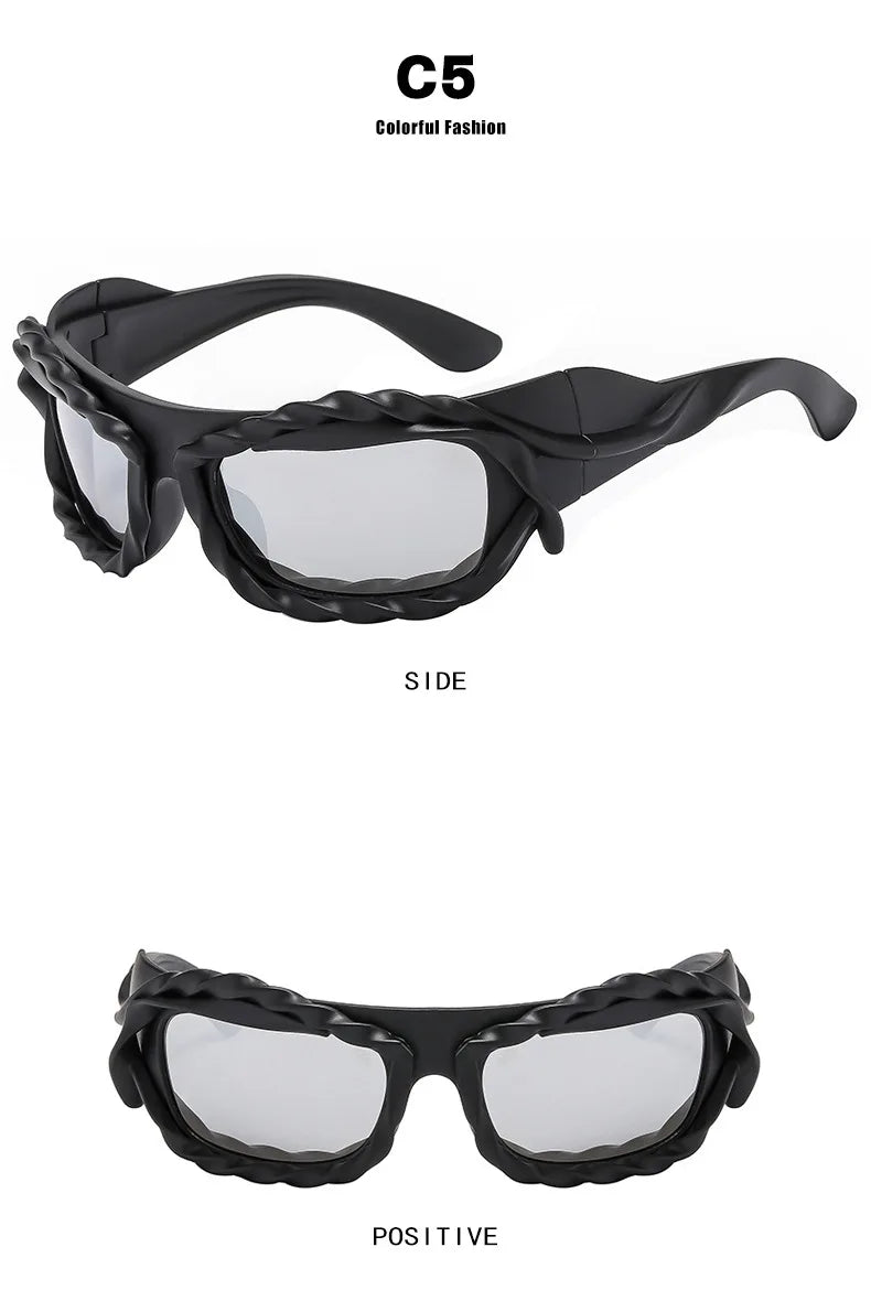 DRAVEN — Twisted Y2K Sunglasses – Silver Retro  Luxury Shades