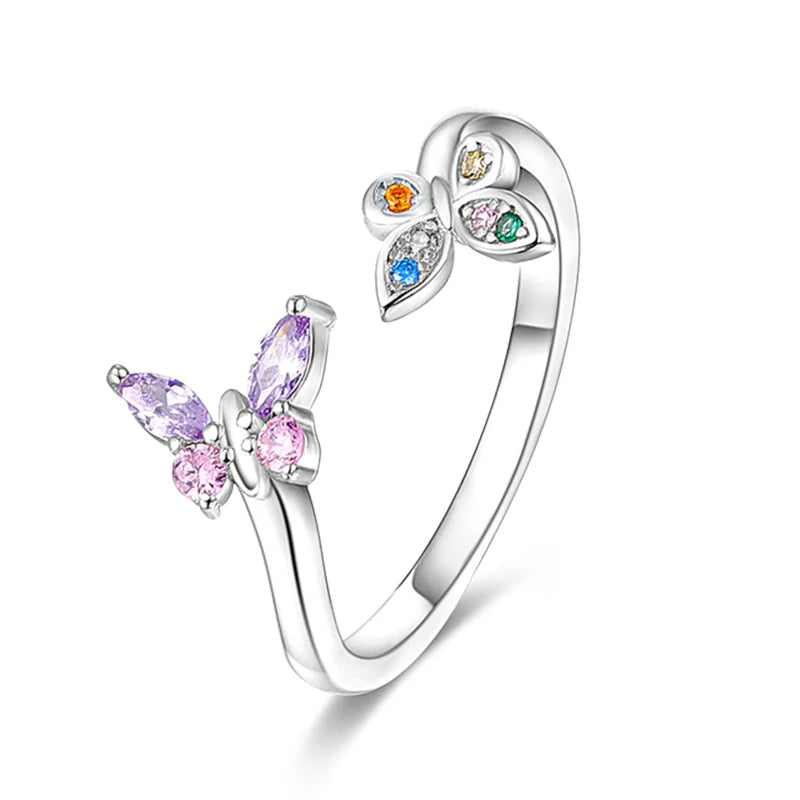 DRAVEN — Blue Zircon Butterfly Silver Ring