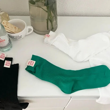 Retro Label Cotton Socks – Women’s Japanese Street Style – Elegant Men's Accessory | Accessorio Uomo Elegante