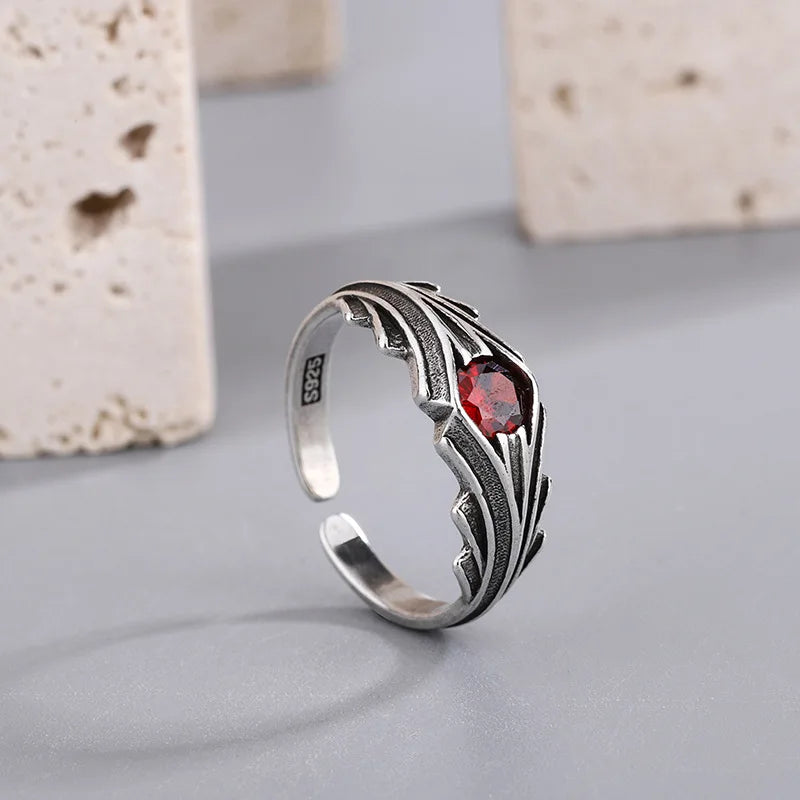 DRAVEN — Luxury Red Zircon Silver Ring