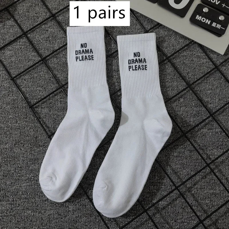 DRAVEN — Unisex Letter Street Socks – White College Style