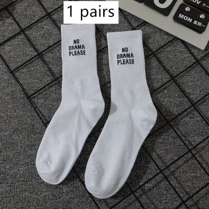 Unisex Letter Street Socks – White College Style