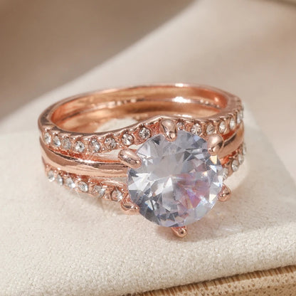 Rose Gold Six Claw Zircon Ring – Elegant Men's Accessory | Accessorio Uomo Elegante