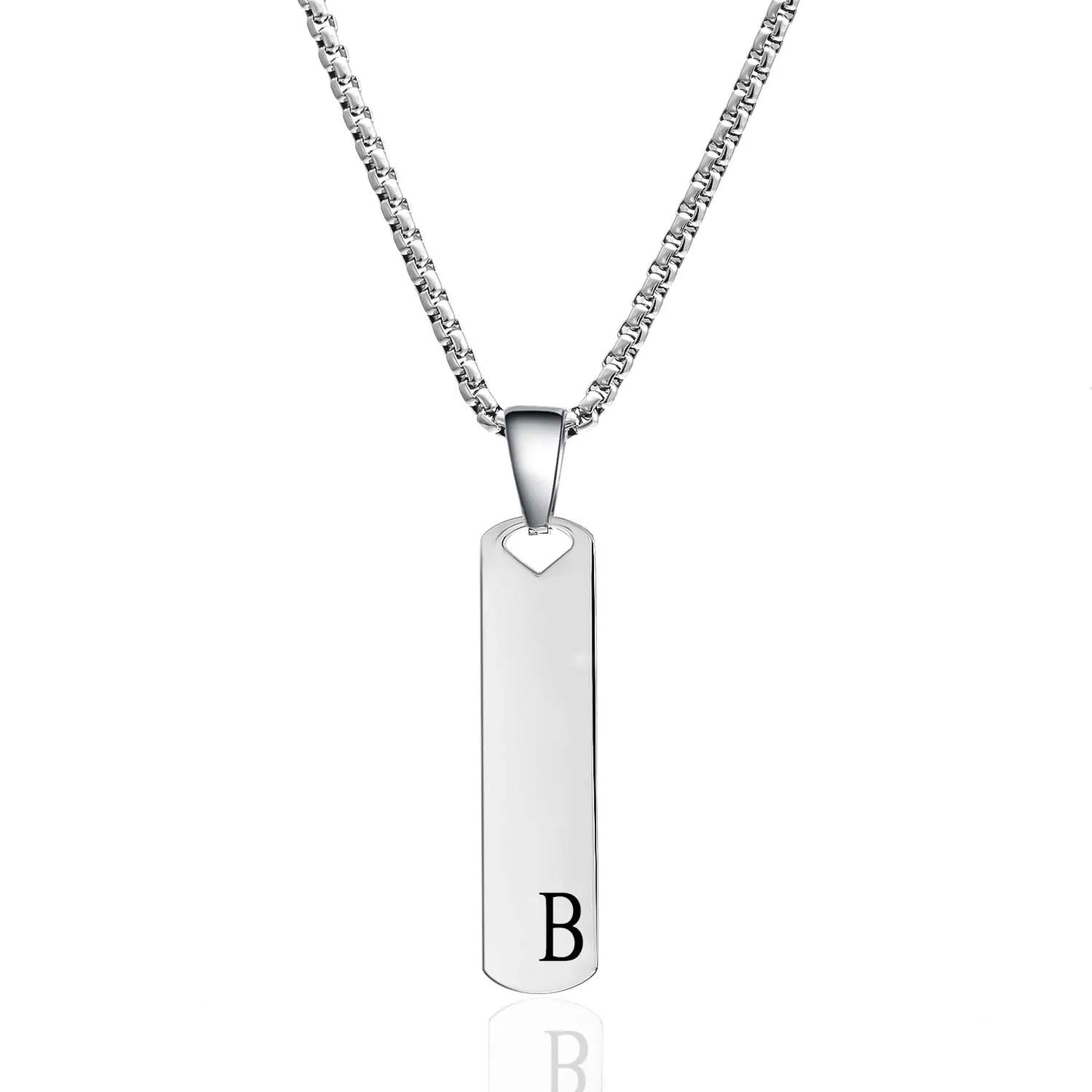DRAVEN — Stainless Steel Initial Bar Necklace – A–Z Alphabet Pendant Jewelry for Men and Women
