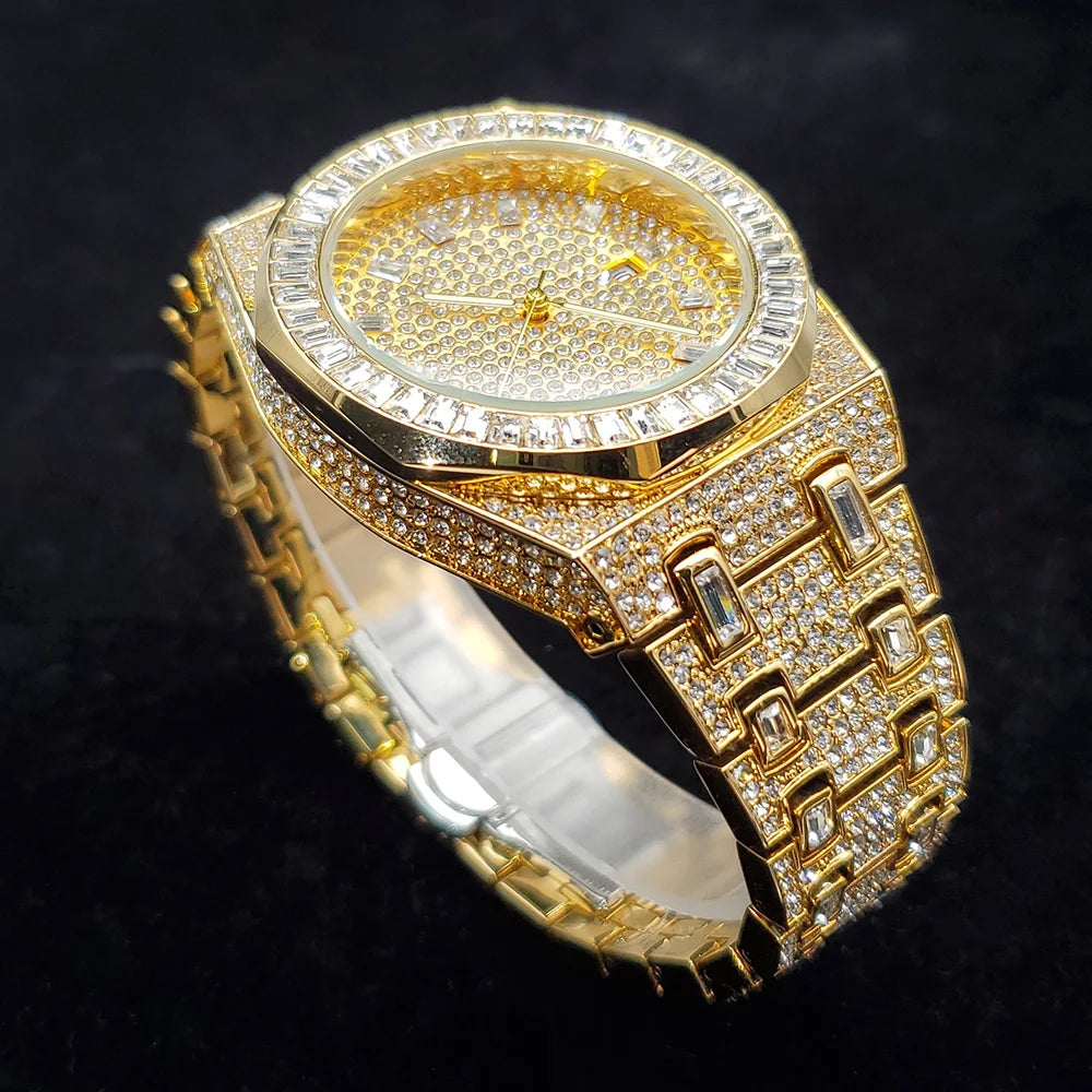 Golden Dynasty – Men’s 18K Gold-Plated Luxury Watch with Crystal Detailing – Elegant Men's Accessory | Accessorio Uomo Elegante