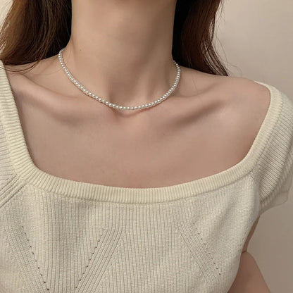 Classic White Pearl Choker – Vintage Handmade Beaded Necklace for Men and Women