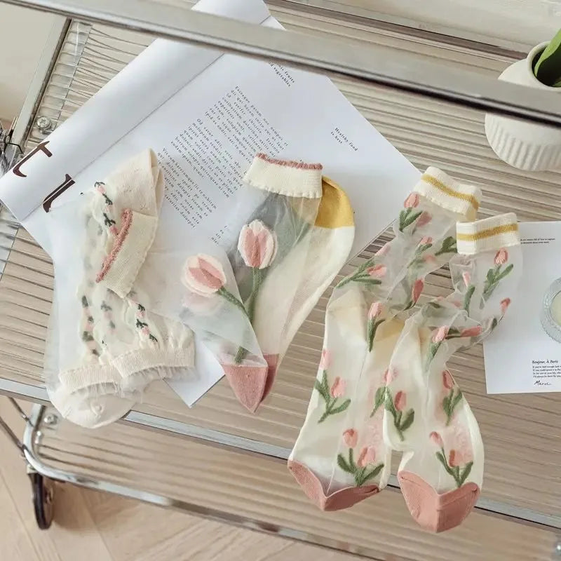 DRAVEN — Transparent Lace Socks – Women’s Korean Summer Style