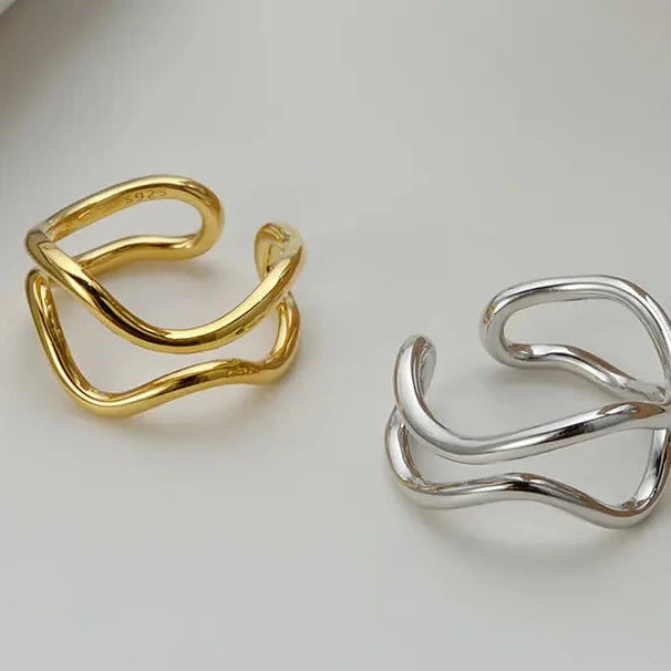 Double Layer Irregular Metal Ring – Elegant Men's Accessory | Accessorio Uomo Elegante