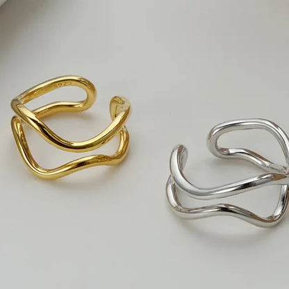 Double Layer Irregular Metal Ring – Elegant Men's Accessory | Accessorio Uomo Elegante