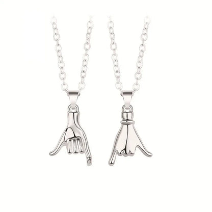 Pinky Swear Couple Necklace Set – Promise Hand Pendant Jewelry for Lovers and Friends