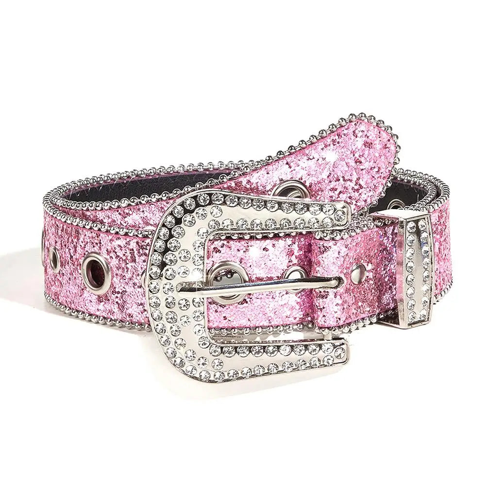 Skull Rhinestone PU Leather Belt Women Sparkling Design – Elegant Men's Accessory | Accessorio Uomo Elegante