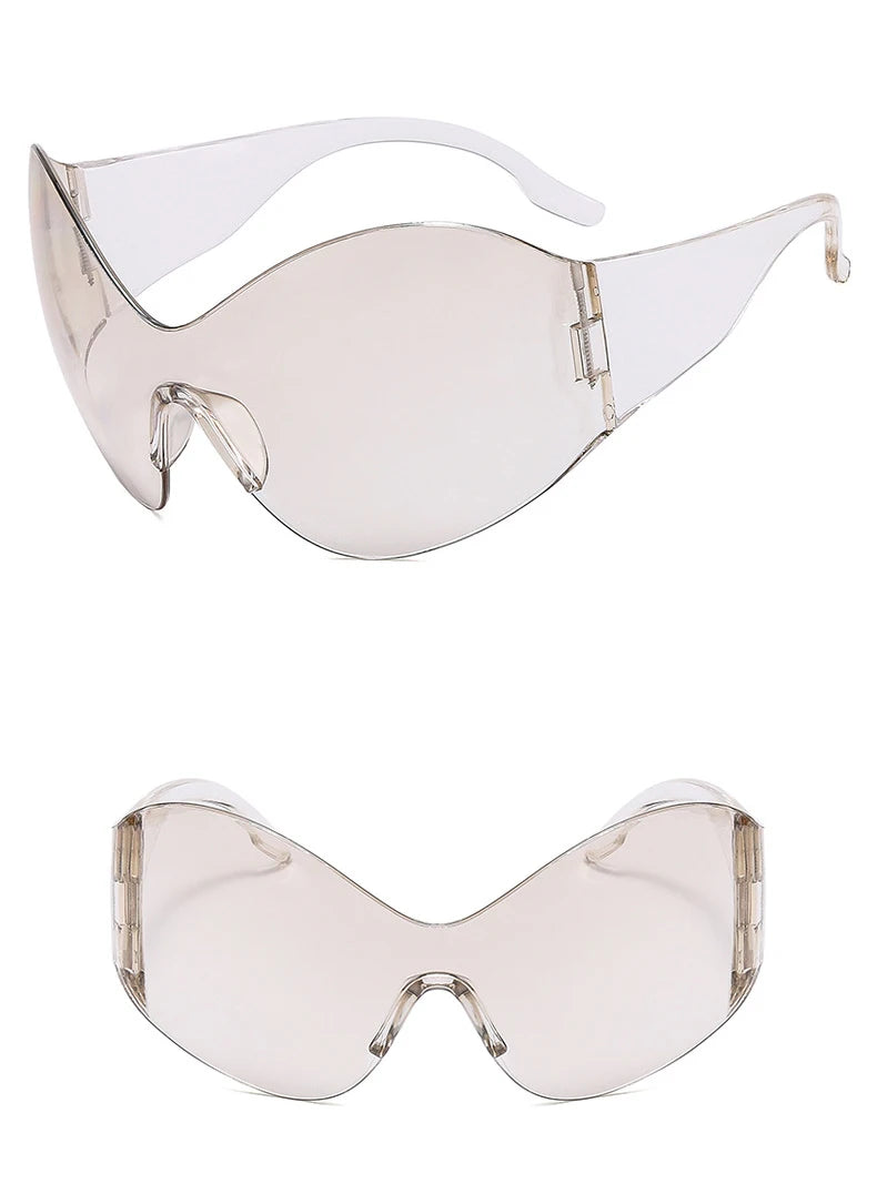 Rimless Wrap Sunglasses – Futuristic Shield Style – Elegant Men's Accessory | Accessorio Uomo Elegante