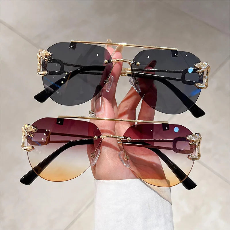 DRAVEN — Luxury Rimless Sunglasses – Oversized Vintage Style