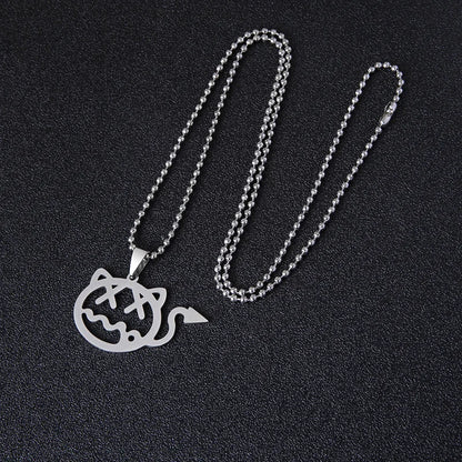Cartoon Cat Heart Couple Necklace – Cute Black Animal Pendant Jewelry