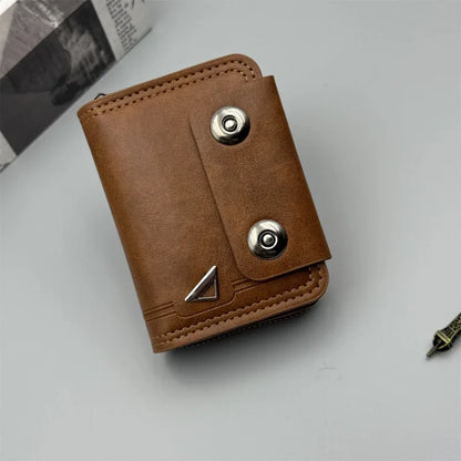 Retro Leather Wallet Men Short Zipper Multi Slot Design – Elegant Men's Accessory | Accessorio Uomo Elegante
