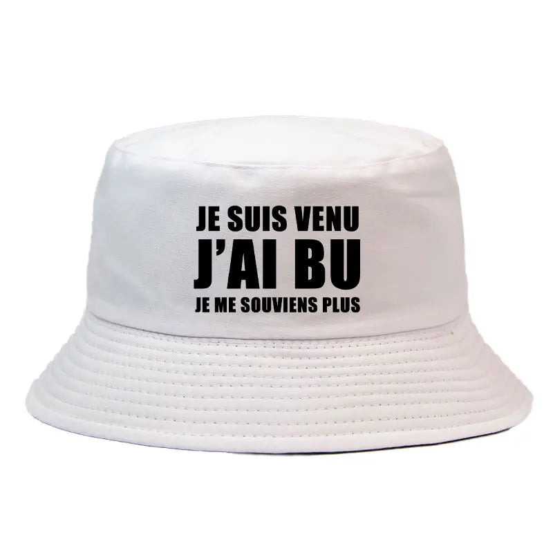 DRAVEN — Reversible “Je Suis Venu J’ai Bu” Bucket Hat – Trendy Summer Style