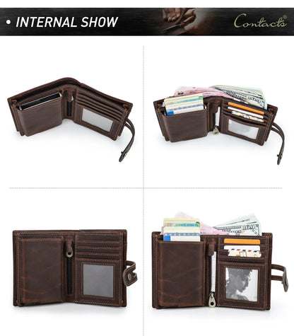 Leather Airtag Wallet Men RFID Aluminum Card Holder – Elegant Men's Accessory | Accessorio Uomo Elegante