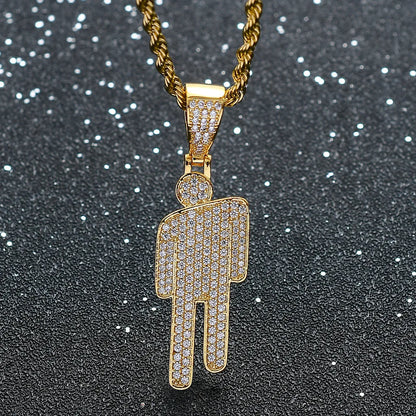 Zircon Couple Pendant Necklace – Stainless Steel Hip-Hop Street Jewelry