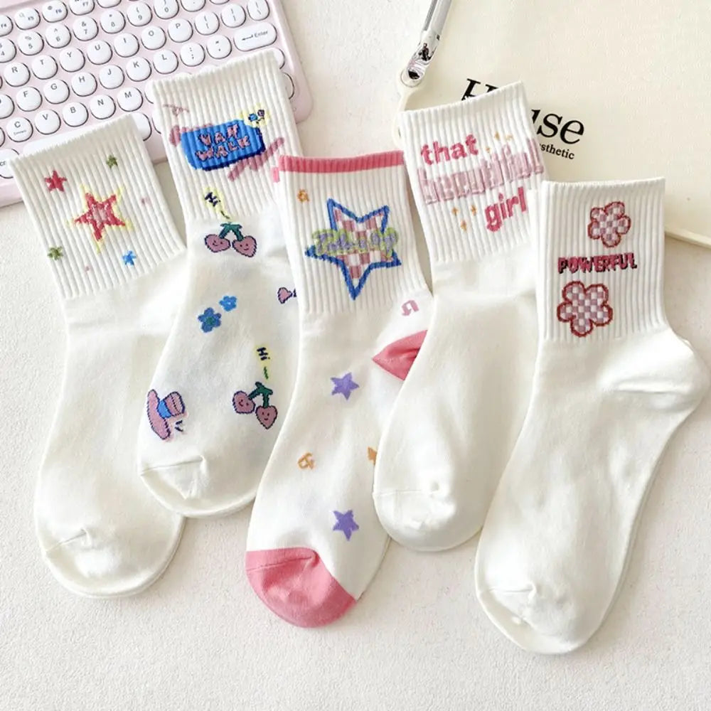 DRAVEN — Y2K Flower Ankle Socks – Unisex Retro Street Style