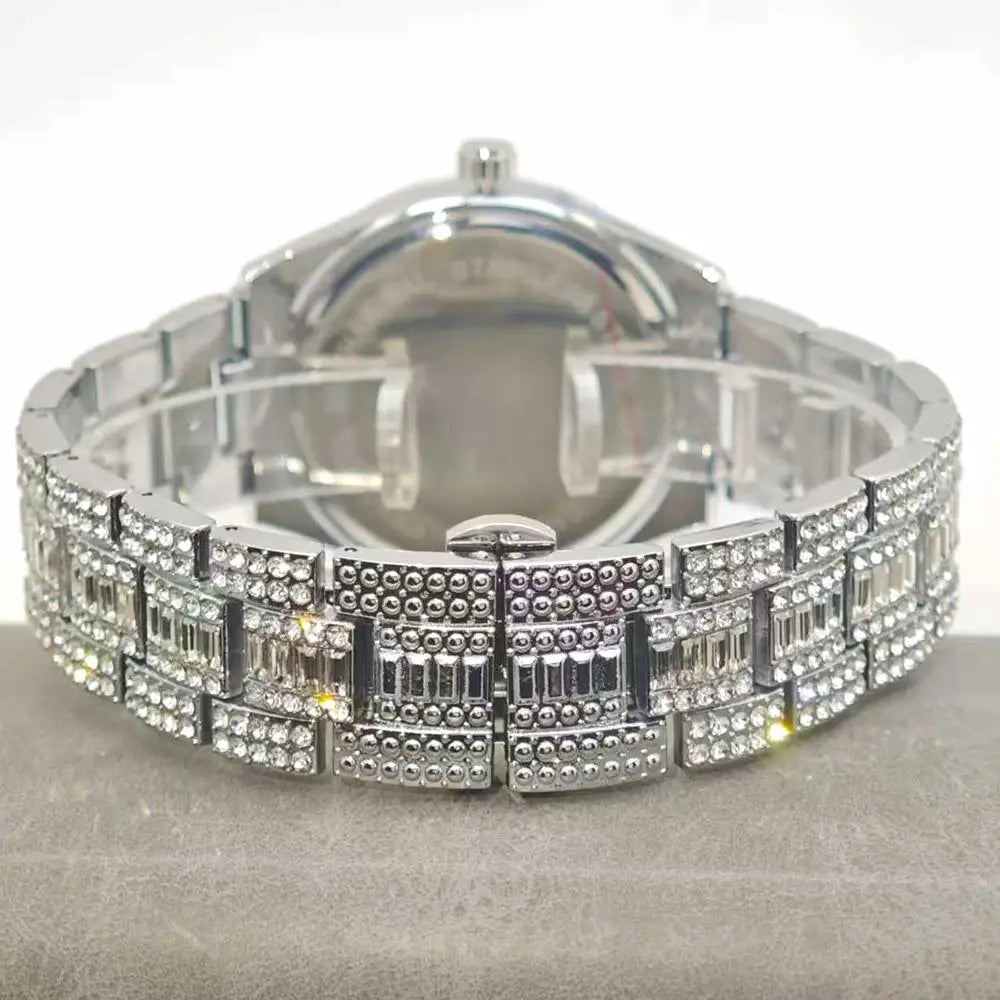 DRAVEN — Crystal Frame – Men’s Rectangle Steel Luxury Watch with Calendar