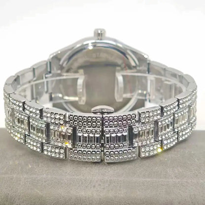 Crystal Frame – Men’s Rectangle Steel Luxury Watch with Calendar – Elegant Men's Accessory | Accessorio Uomo Elegante