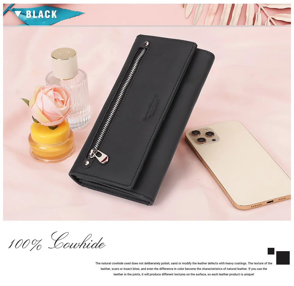 Luxury Leather Wallet Women RFID Phone Handbag Coin Purse – Elegant Men's Accessory | Accessorio Uomo Elegante