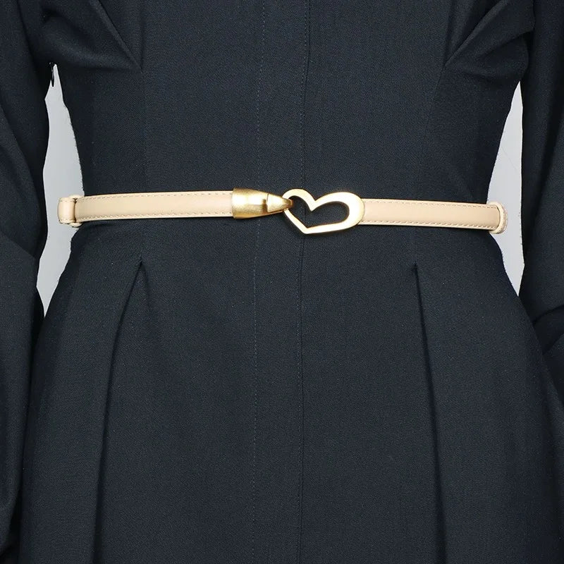 DRAVEN — Luxury Leather Belt Women Heart Buckle Elegant Design